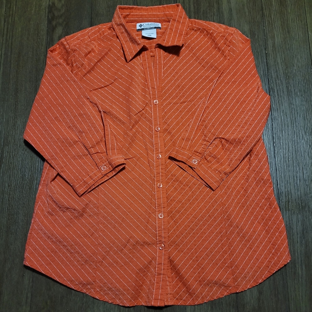 Columbia Button Down Shirt Pin Stripes Women's Size XL